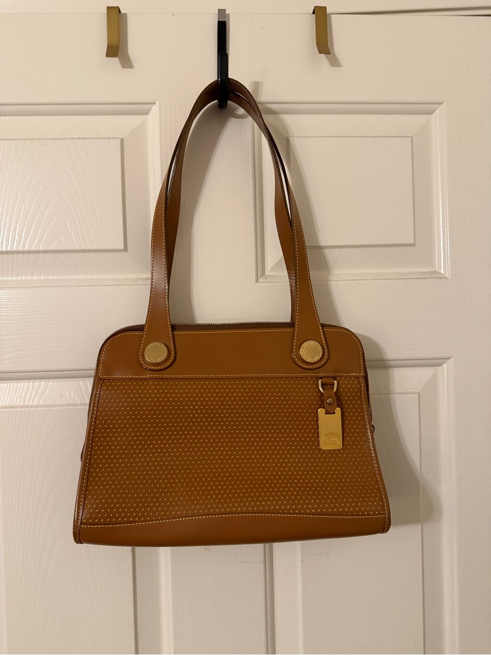Vintage Dooney & Bourke Caramel Brown Shoulder Bag with Gold Hardware